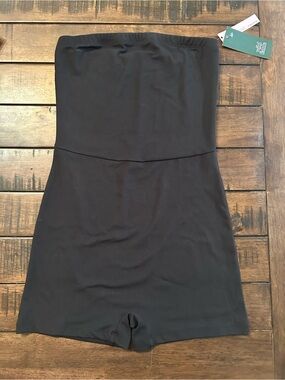 Black Strapless Spandex Romper